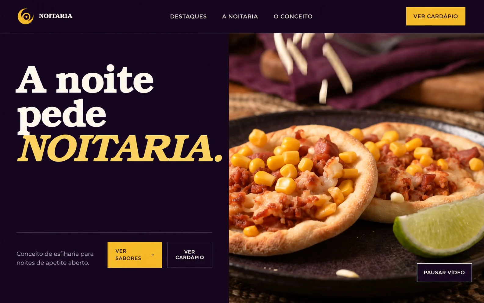 Interface conceitual Noitaria para uma esfiharia noturna